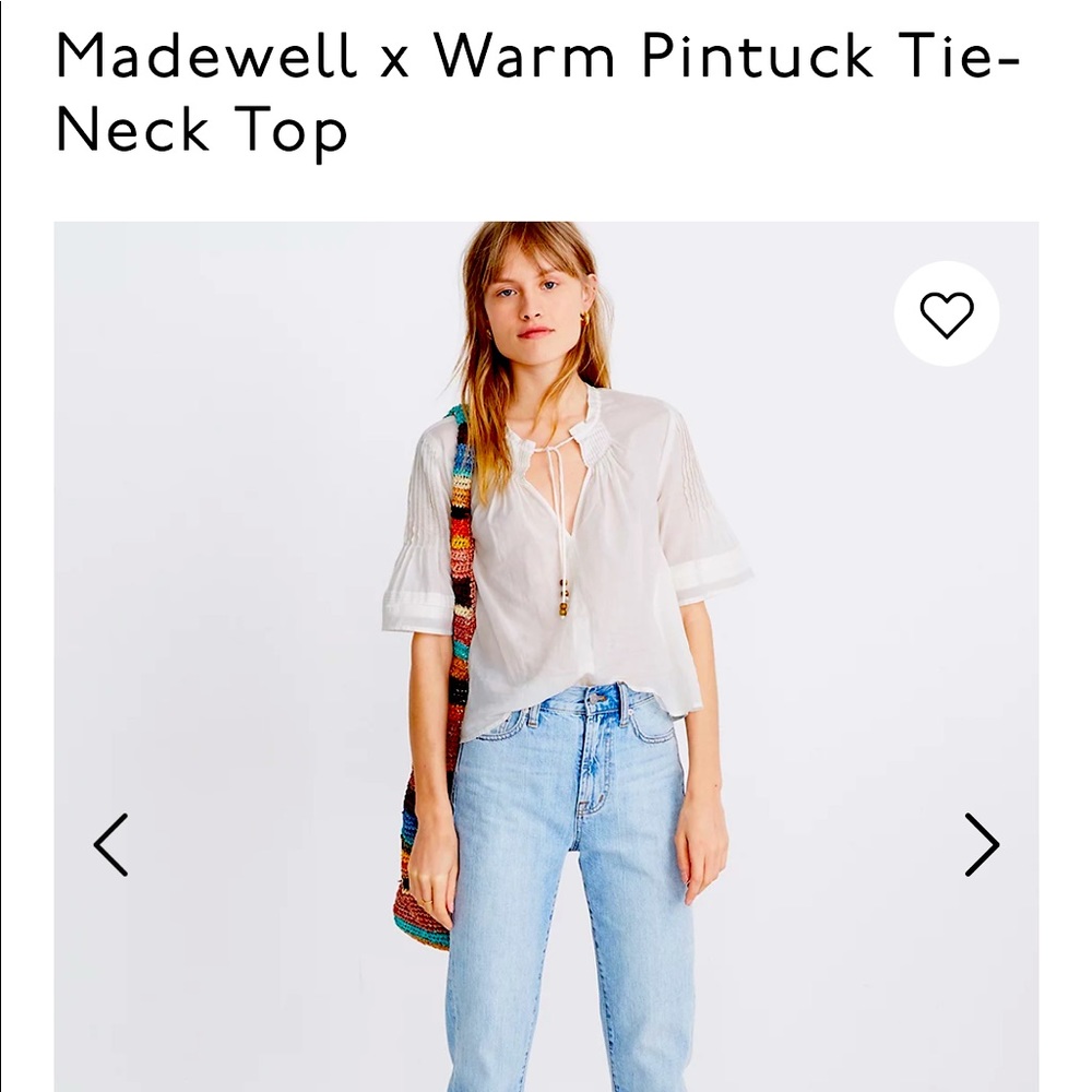 Madewell pintuck tie neck top